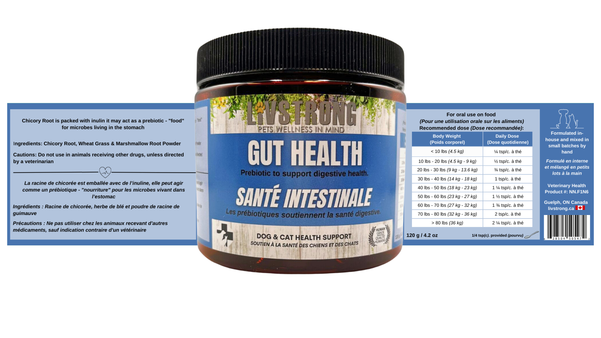 Gut Health (Prebiotic) 120g - Livstrong Pets