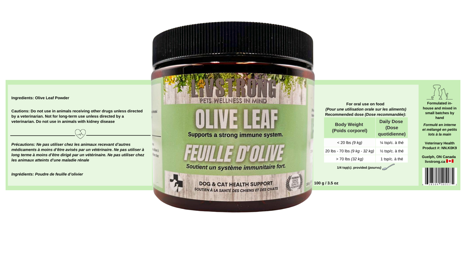 Olive Leaf 100g - Livstrong Pets